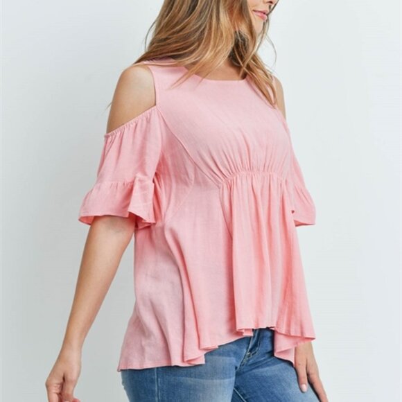 Fresh Take Blush Cold Shoulder Top - Picture 3 of 5